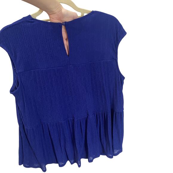 NEW Juicy Couture Shirt Womens Size XL Tiered Blue Blouse Office Work Tank Top - Picture 5 of 10